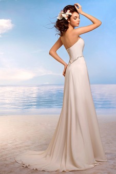 Abito da sposa Gonna lunga Spiaggia Chiffon a linea Senza Maniche