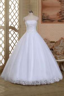 Abito da sposa Pizzo Ballgown Belle Senza Maniche Naturale Bendaggio