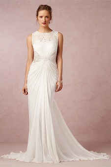 Abito da sposa Senza Maniche Estate decorato Alta Coperta Sirena ADJ