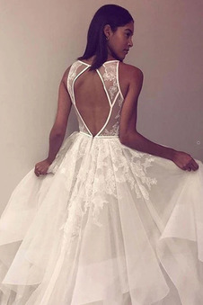 Abito da sposa Altalena Primavera Quadrato unbacked Organza Una linea pavimento lunghezza