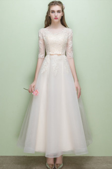 Abito da sposa Pizzo Overlay A-Line completo Cerniera Estate Tulle