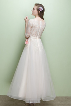 Abito da sposa Pizzo Overlay A-Line completo Cerniera Estate Tulle