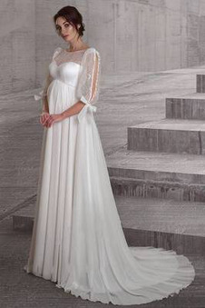 Abito da sposa Premaman Primavera Petit Bateau Treno di spazzata Chiffon