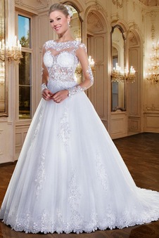 Abito da sposa Maniche Lunghe Applique Chiesa Quanto trendiness Cerniera