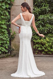 Abito da sposa Pizzo Festoni Petite Scollo a v V Sirena Una linea pavimento lunghezza