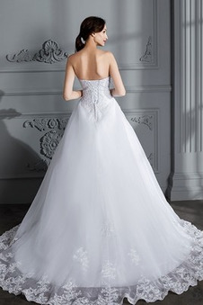 Abito da sposa Allacciato Pizzo francese A-Line senza spalline Naturale