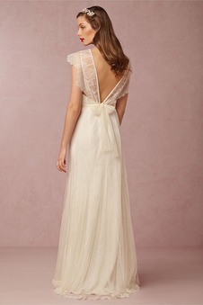 Abito da sposa Romantici Primavera Cappellini V-Scollo Tulle Lungo