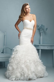 Abito da sposa Organza completo treccia Lungo Cuore Sirena