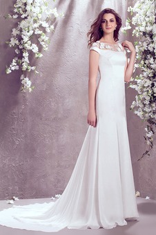 Abito da sposa Lungo foglia guaina Bateau Cappellini Maniche Corte