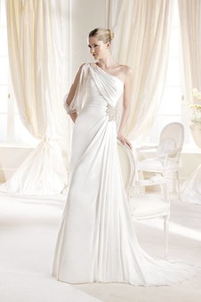 Abito da sposa Con Velo Mezza Coperta Naturale A-Line Chiffon all'aperto