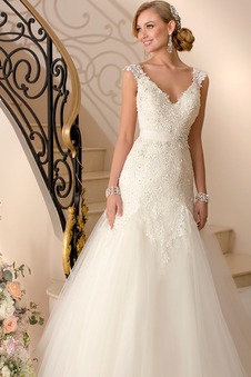 Abito da sposa Bassa All Aperto Pizzo Cappellini moda Senza schienale