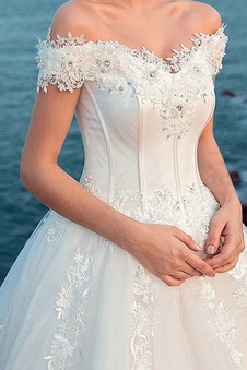 Abito da sposa Lungo tradizionali Maniche Corte Allacciato maniche ad aletta