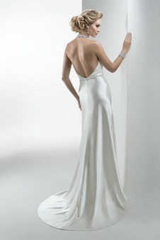 Abito da sposa Applique Lungo Senza Maniche Naturale Primavera Schiena Nuda