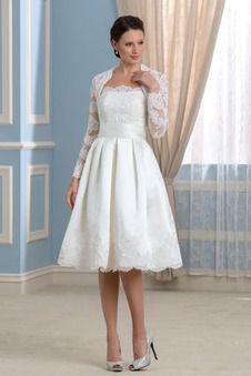 Abito da sposa A-Line Raso Maniche Lunghe due Pezzi Tipo standard