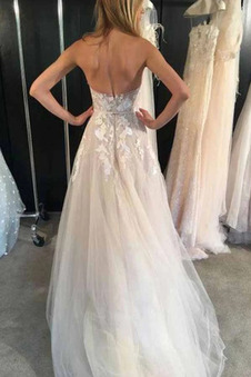 Abito da sposa Tulle Una linea pavimento lunghezza Estate all'aperto