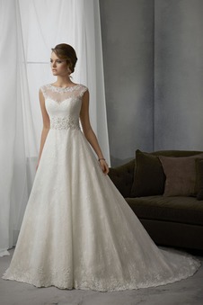 Abito da sposa Senza schienale Cappellini Chiesa Gonna lunga Pizzo francese