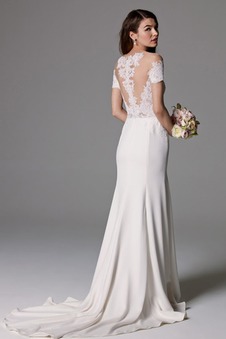 Abito da sposa Eleganti Lungo Raso elastico Primavera Maniche Corte