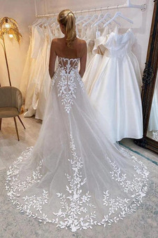 Abito da sposa Estate Applique Corpo a pera a linea Naturale Lungo