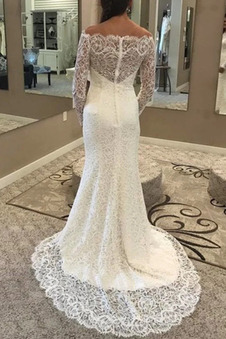 Abito da sposa Semplici Pizzo Overlay Collare di spalla Carta sirena