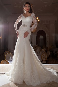 Abito da sposa Sirena Maniche Lunghe Gonna lunga Queen Anne Bendaggio