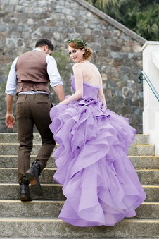 Abito da sposa Alto Basso Anello Senza Maniche Spiaggia Spacco Davanti