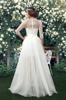 Abito da sposa A Terra Spiaggia Applique Quanto Shiena Sheer A-Line