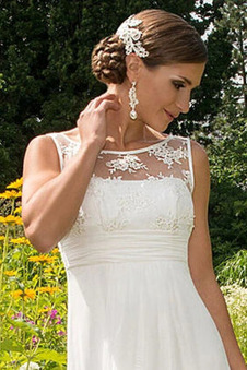 Abito da sposa Semplici Senza Maniche Chiffon Collo drappeggiato Bateau