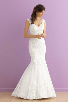 Abito da sposa Sirena Applique Scollo a v V Pizzo francese tradizionali