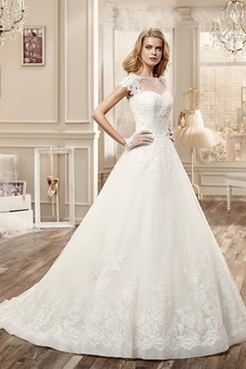 Abito da sposa Gonna lunga Pizzo Naturale Formale a linea indietro trasparente