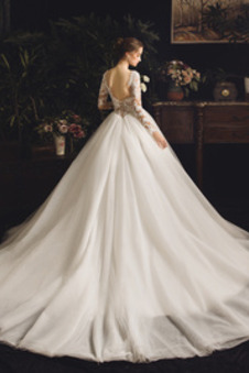 Abito da sposa Chiesa Vintage A-Line Quanto Tulle Naturale