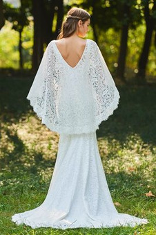 Abito da sposa Pizzo Sexy V-Scollo Collo drappeggiato Tubino all'aperto