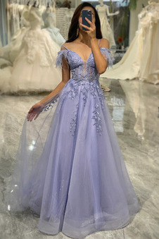 Abito da sera Tipo standard Bendaggio Lungo A-Line Eleganti Tulle