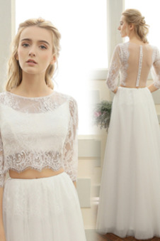 Abito da sposa Eleganti Shiena Sheer A-Line Estate stivali alla caviglia