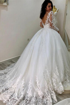 Abito da sposa Inverno Illusione maniche Maniche Lunghe Scollo a v V