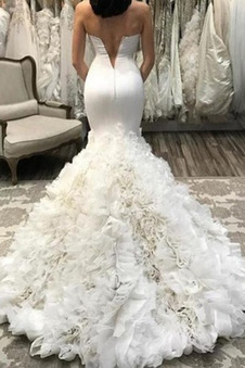 Abito da sposa Multi Strati collo Sweetheart Cerniera Naturale Lungo