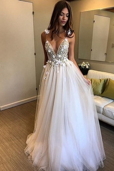 Abito da sposa Eleganti Tromba all'aperto unbacked A-Line Perline