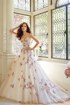 Abito da sposa Cinghia Ball Gown Ricami Pizzo francese Allacciato