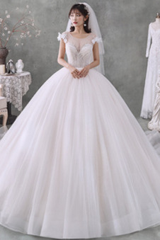 Abito da sposa Tulle Tondo Treno reale Maniche Corte Clessidra Cappellini