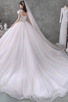 Abito da sposa Tulle Tondo Treno reale Maniche Corte Clessidra Cappellini