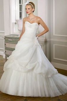 Abito da sposa Tulle Corpetto Pieghe Primavera Principessa slittamento senza spalline