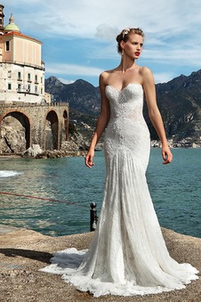 Abito da sposa Spiaggia Primavera moderno in pizzo collo Sweetheart