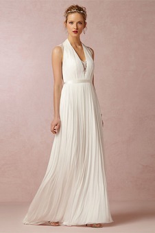 Abito da sposa Fusciacche Senza Maniche a linea V-Scollo Chiffon Estate