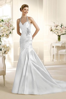 Abito da sposa Super Satin Naturale Lungo stravagante Schiena Nuda