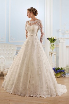 Abito da sposa Petit Bateau Ball Gown Chiesa Pizzo Maniche Lunghe