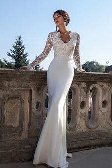 Abito da sposa Sirena Quanto all'aperto Raso elastico Naturale Applique