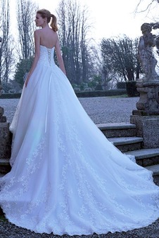 Abito da sposa Applique Bendaggio Bassa Formale Senza Maniche Pizzo