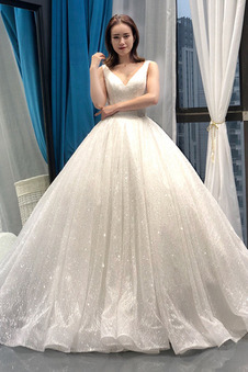 Abito da sposa Allacciato Tipo standard Primavera a linea V-Scollo