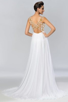 Abito da sera Eleganti Naturale Senza Maniche treccia Chiffon Impero