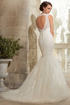 Abito da sposa Applique Scollo a v V All Aperto Primavera trendiness