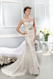 Abito da sposa Lungo Cristino Sirena Bateau Naturale All Aperto